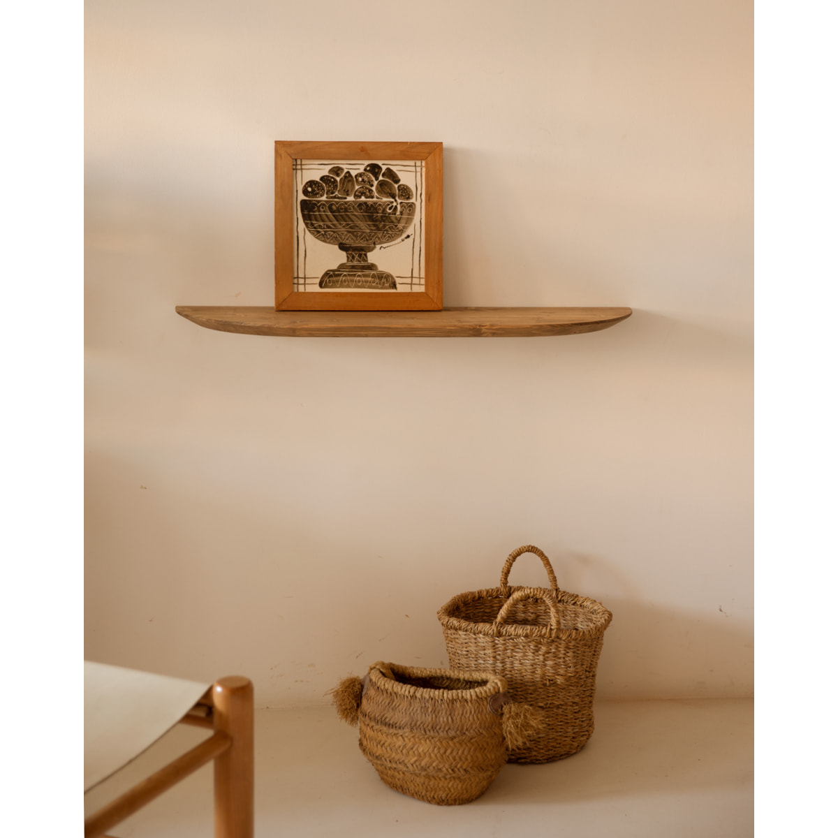 Console d'entrée en bois massif arrondi dans les tons de chêne foncé de 100cm Hauteur: 3.2 Longueur: 100 Largeur: 30