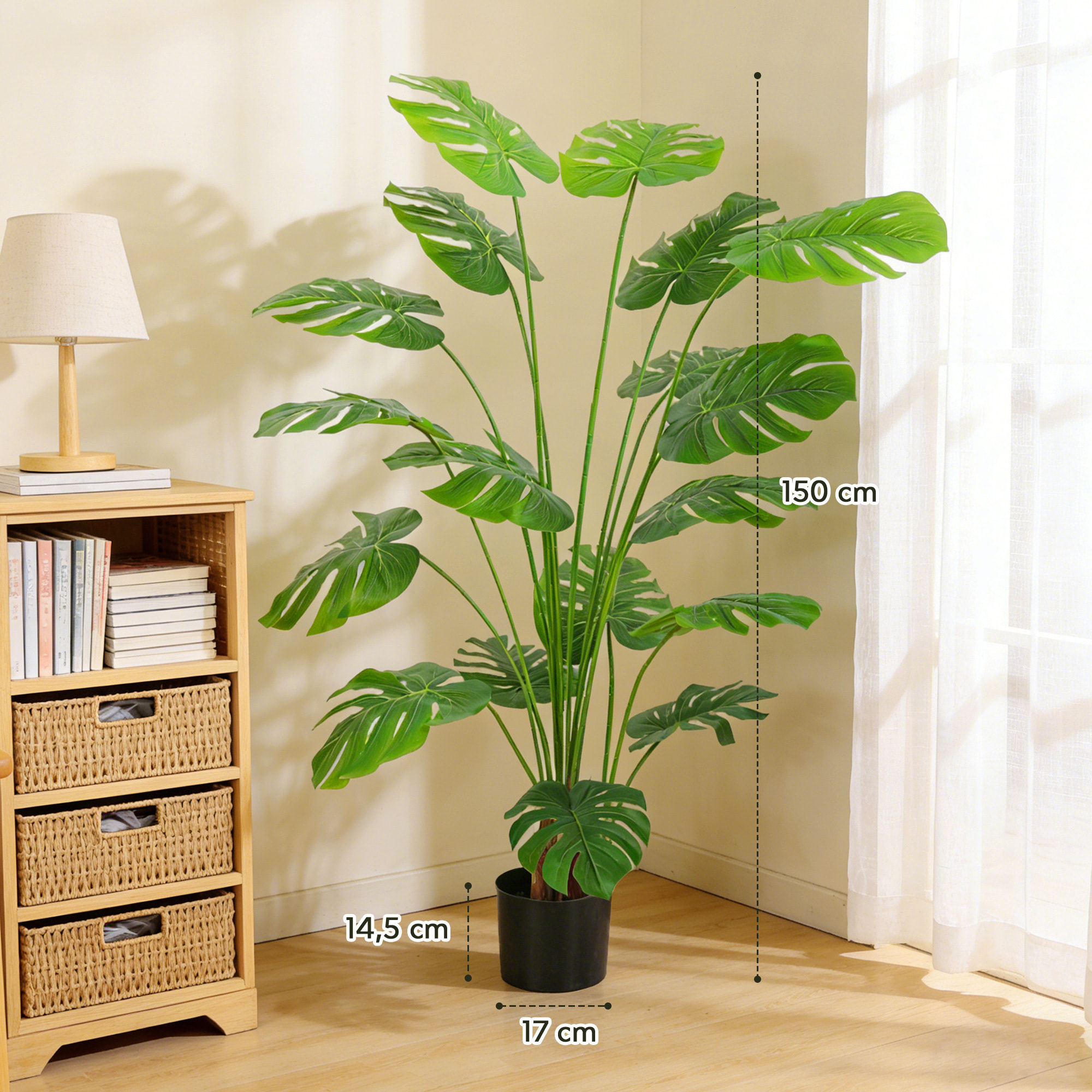Plante artificielle Monstera H.1,5 m feuilles de tortue grand réalisme