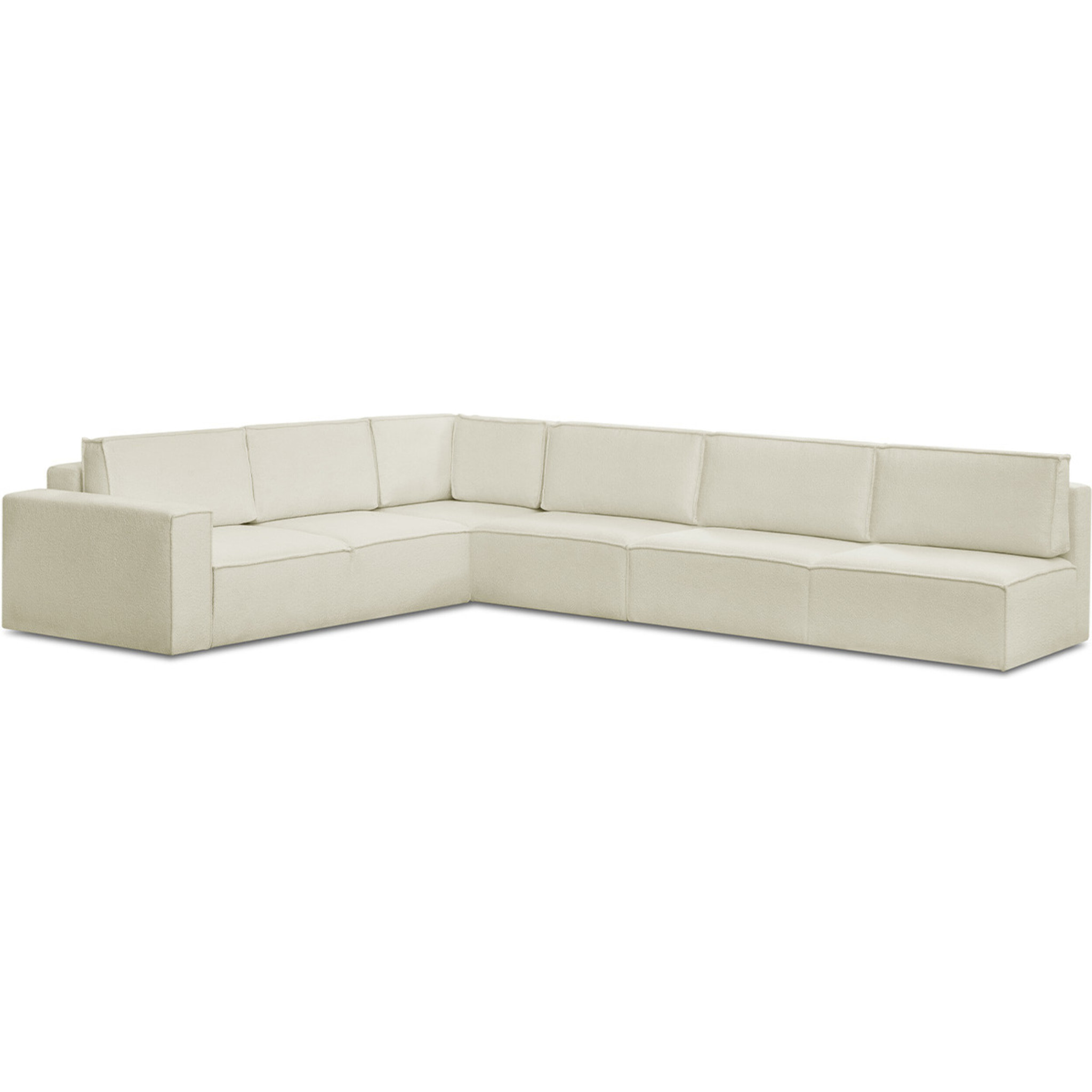 Canapé d'angle droit convertible 10 places en tissu bouclé - HARPER MOD