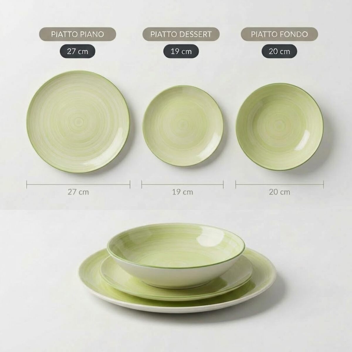 Servizio Tavola da 18 Piatti in Ceramica, lavabile in lavastoviglie e adatto a microonde, Intrecci