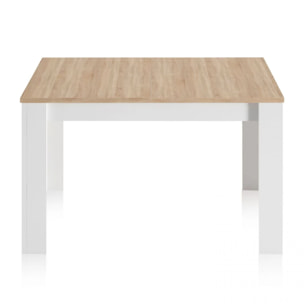Mesa de comedor extensible Kendra 123 Blanco Artik (Blanco Mate) - Roble Canadian