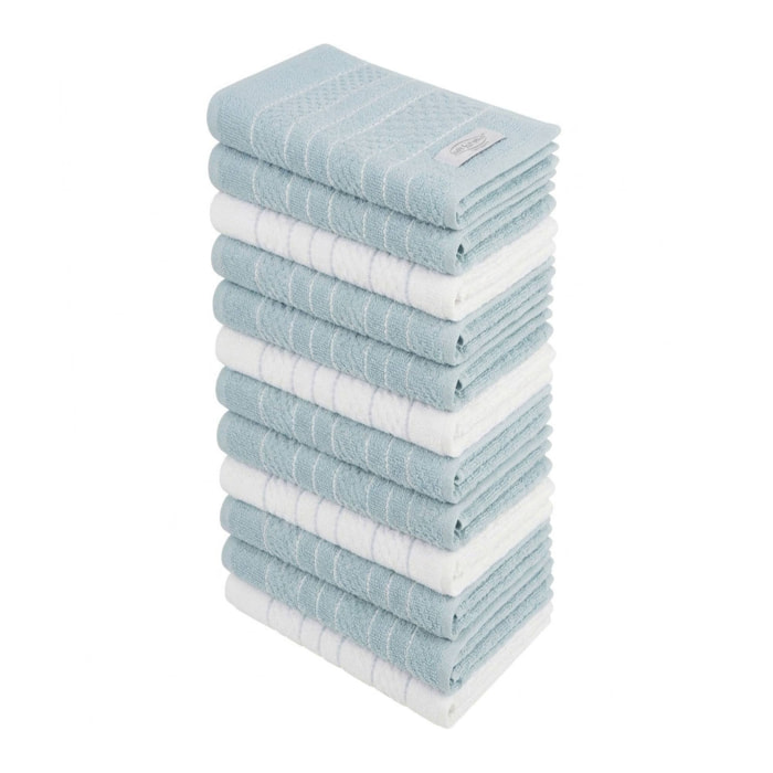 Set de 12 paños de cocina de 32x32cm 100% algodón 400gsm