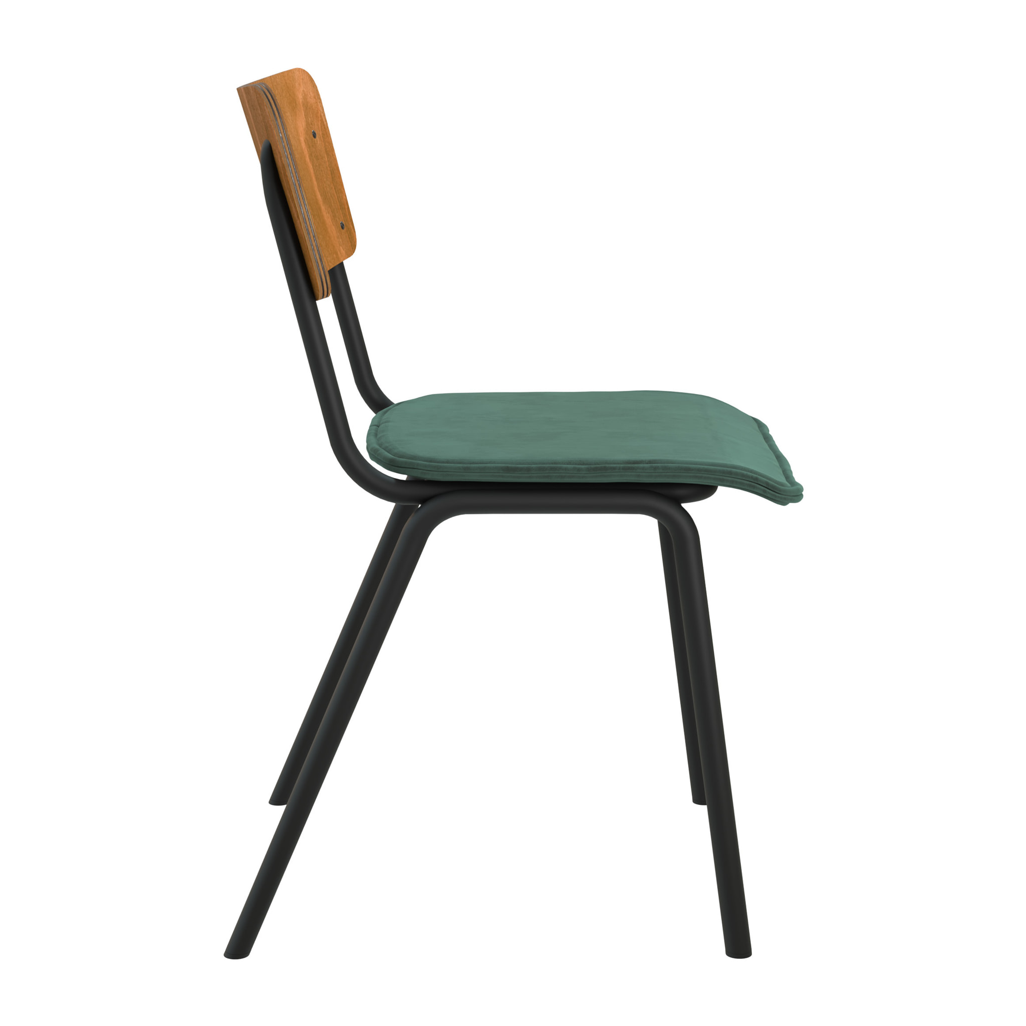 Lot de 2 chaises en bois foncé et velours vert - Nico