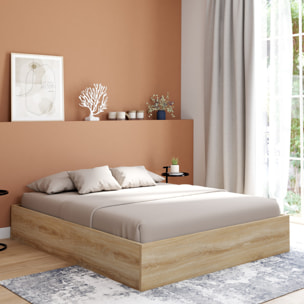 Lit coffre Malta 140x190cm effet bois naturel