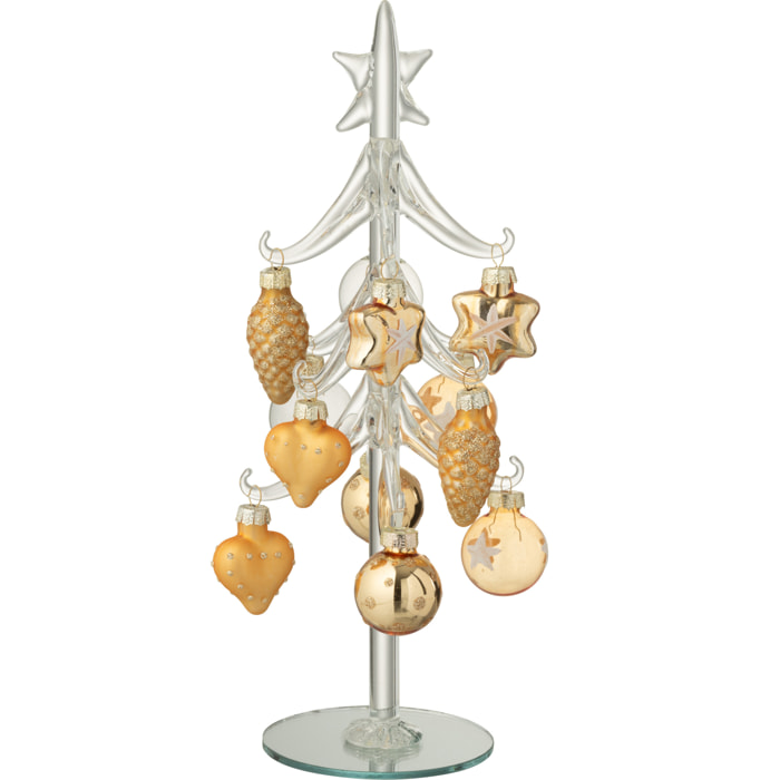 J-Line décoration Sapin de Noël  + Boules - verre - or