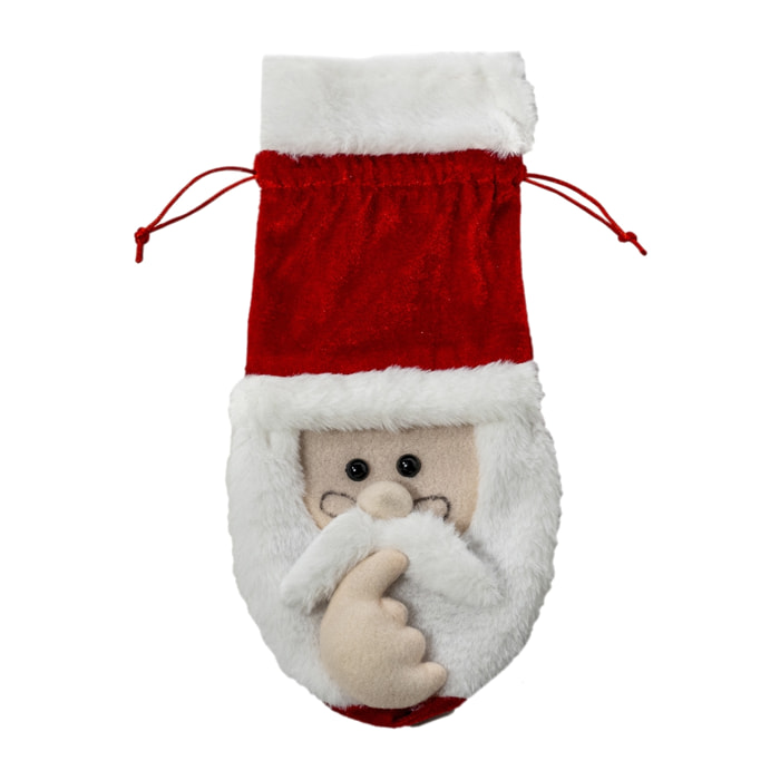 DAM Borsa per vino  con design Babbo Natale. 30,5x2x15 cm. colore rosso