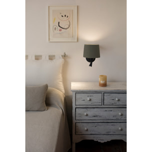 SAMBA Lampe applique avec lecteur noire/enrubanné vert