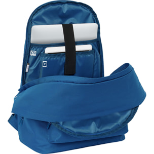 Mochila doble para portatil 15,6"+usb real madrid chica azul