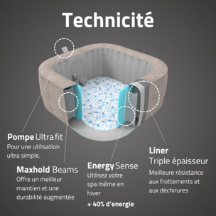 Bestway Spa gonflable carré Lay-Z-Spa Rome Smart AirJet EnergySense avec WiFi 4-6 personnes