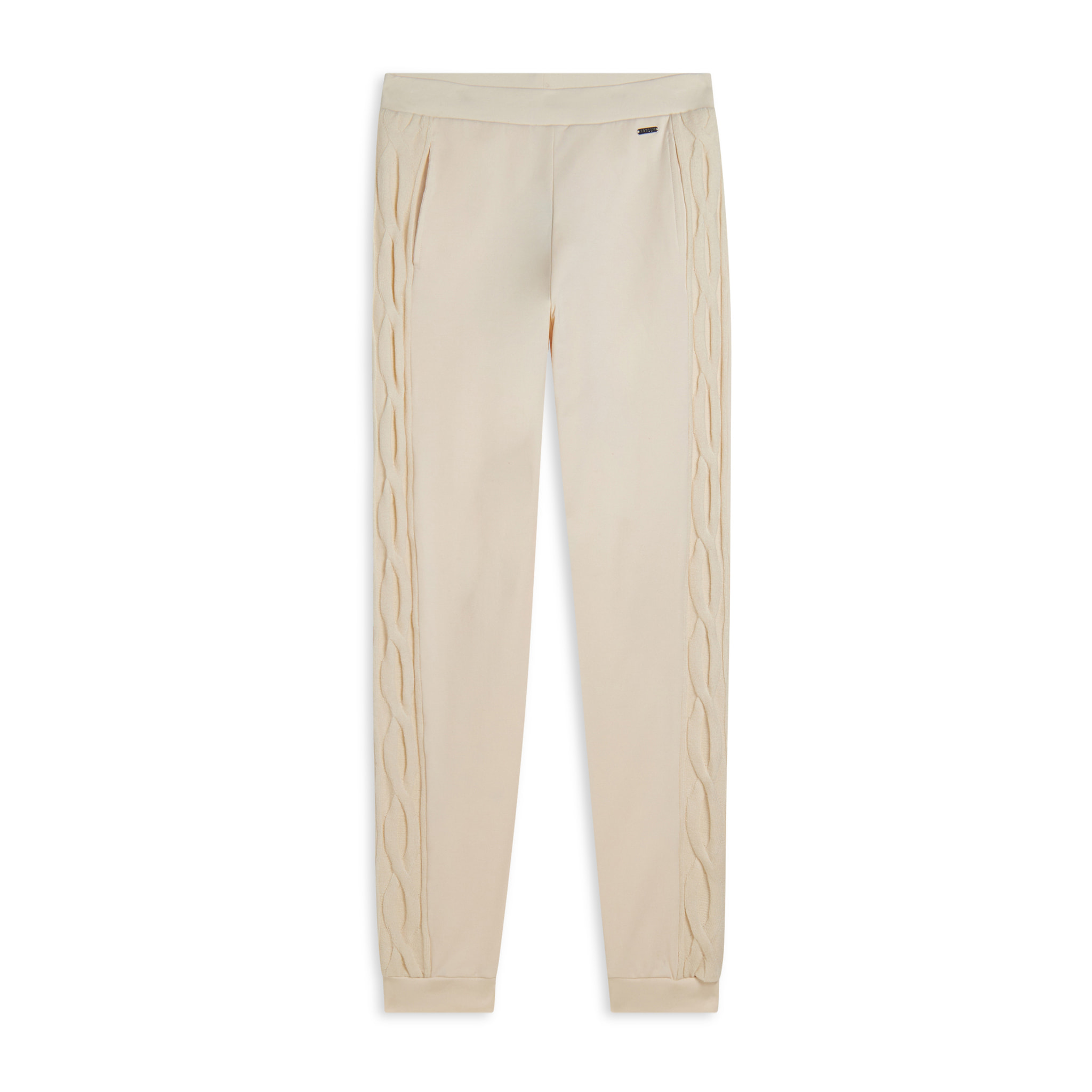 Pantaloni donna in felpa modal con banda a trecce