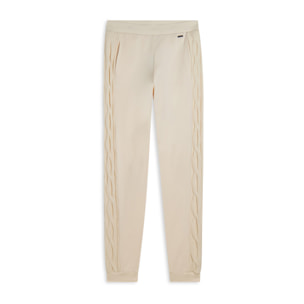 Pantaloni donna in felpa modal con banda a trecce