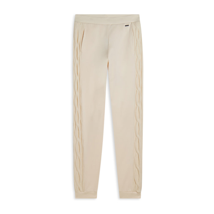 Pantaloni donna in felpa modal con banda a trecce