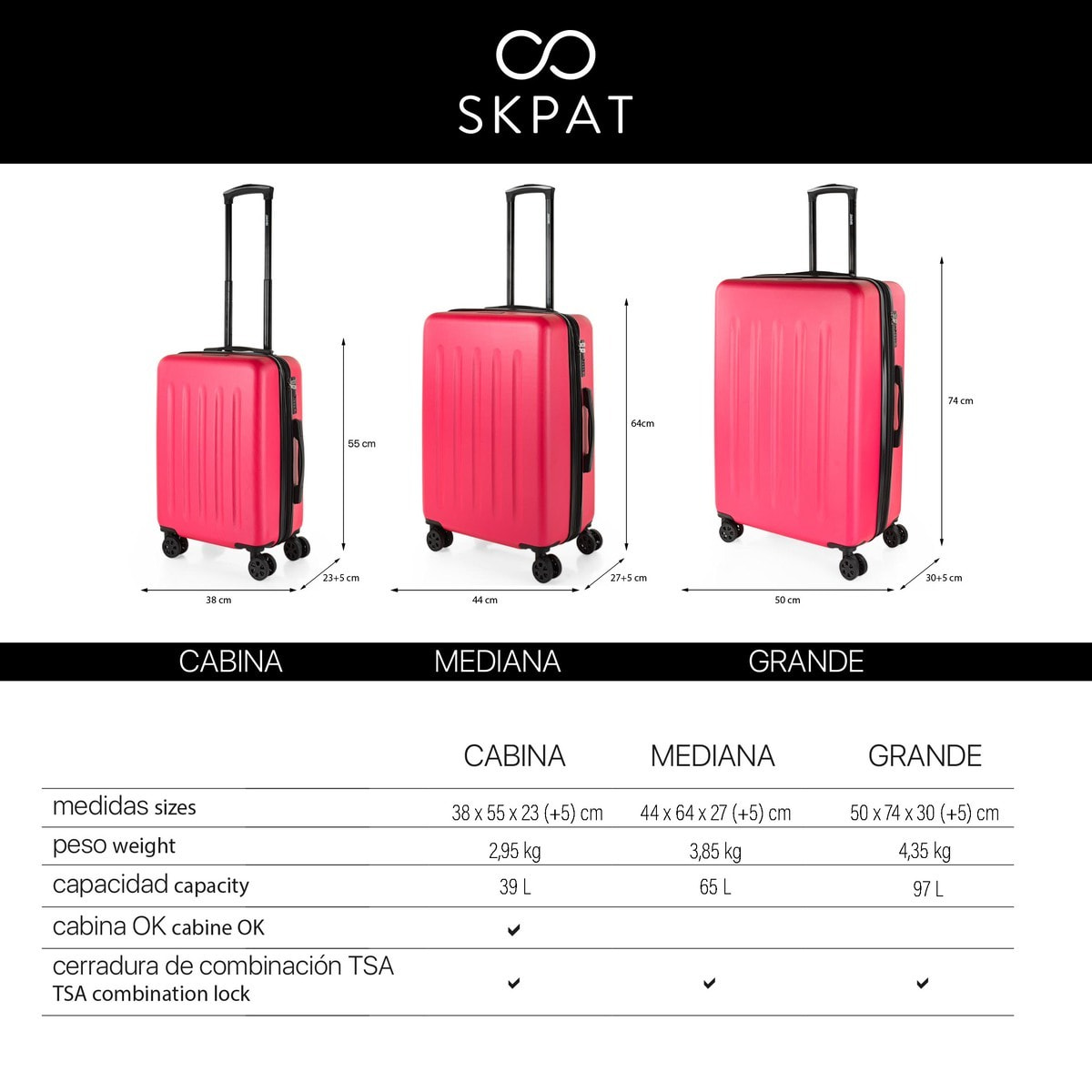 Juego De Maletas Rígidas Abs Skpat Lisboa Fucsia