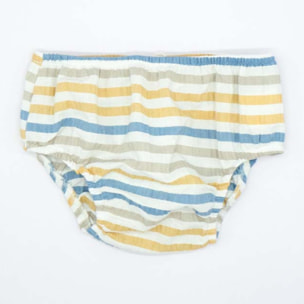 CUBREPAÑAL RAYAS AZUL BEIGE Y AMARILLO