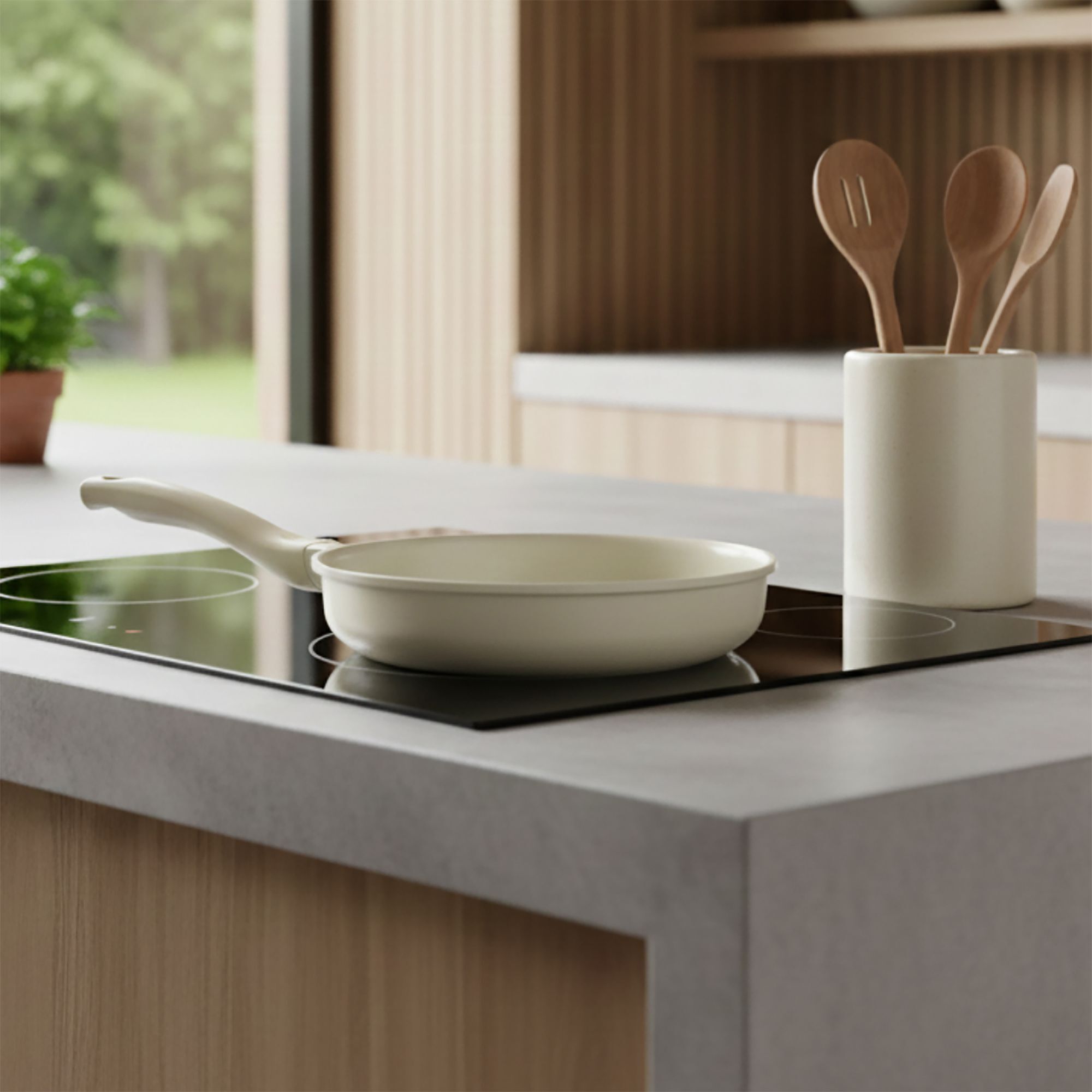 Batterie de cuisine de 5 pièces en aluminium recyclé crème - tous feux PURE