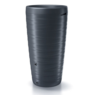 Barril de agua de lluvia 240l maze de plastico en color antracita 59,3 (largo) x 59,3 (ancho) x 111 (altura) cm + set de accesorios