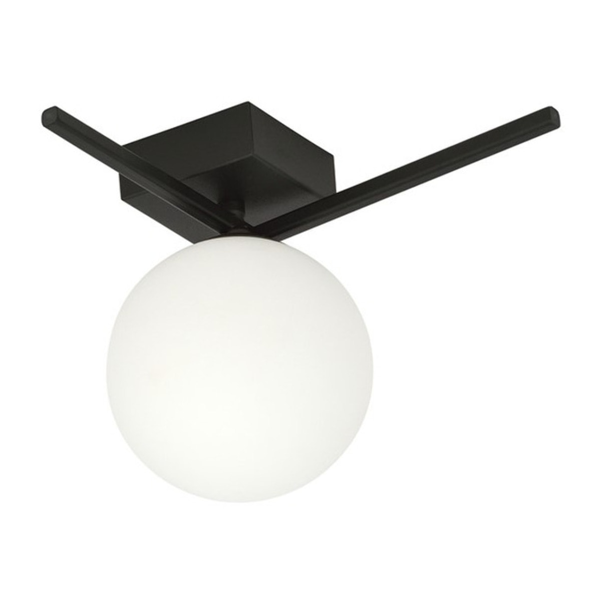 Lampada da soffitto IMAGO in acciaio nero e vetro opale