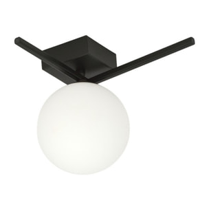 Lampada da soffitto IMAGO in acciaio nero e vetro opale