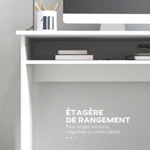 Bureau informatique multimédia multi-rangement  1 étagère - 90l x 50P x 74H cm blanc