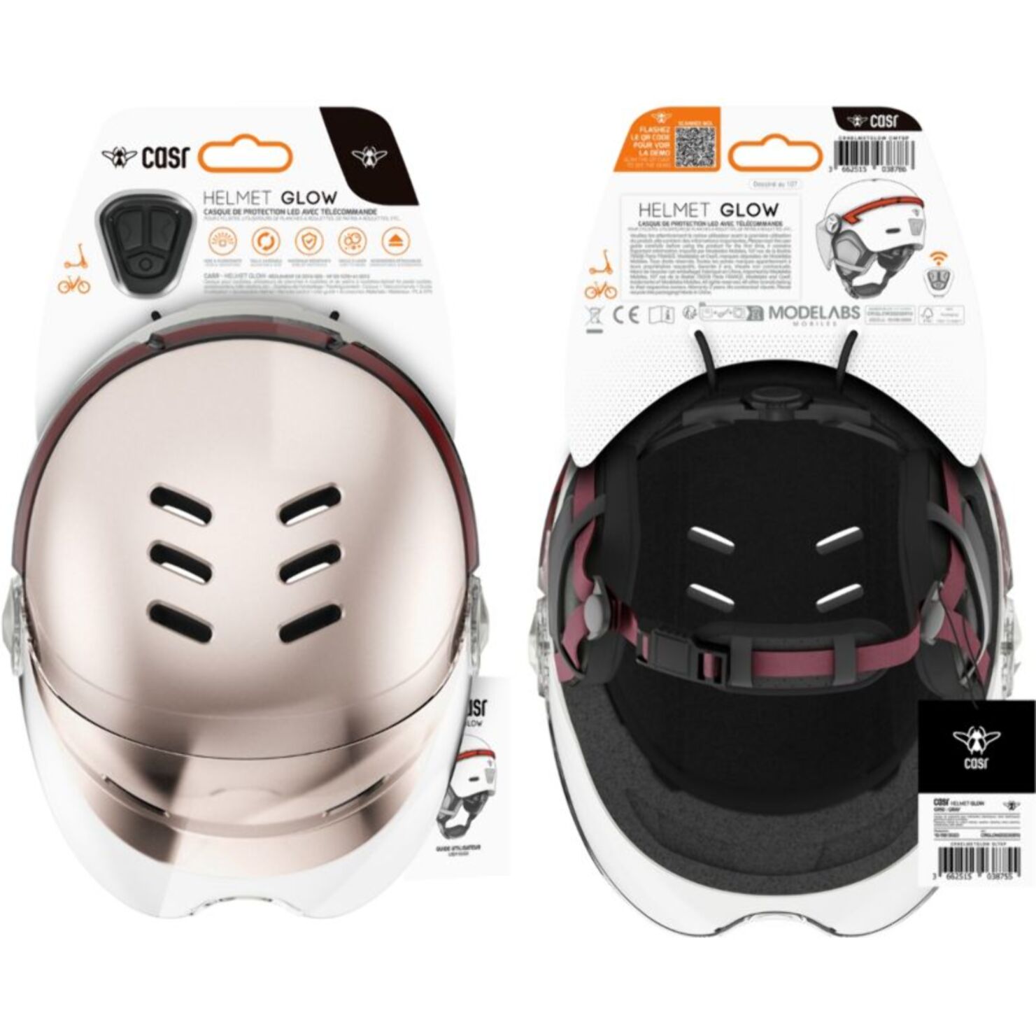 Casque CASR Led Glow rose taille M