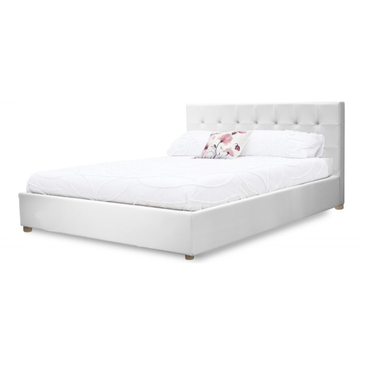 Lit Venise Simili Cuir Blanc + Matelas Memoire de Forme | Confort optimal | Design et qualité