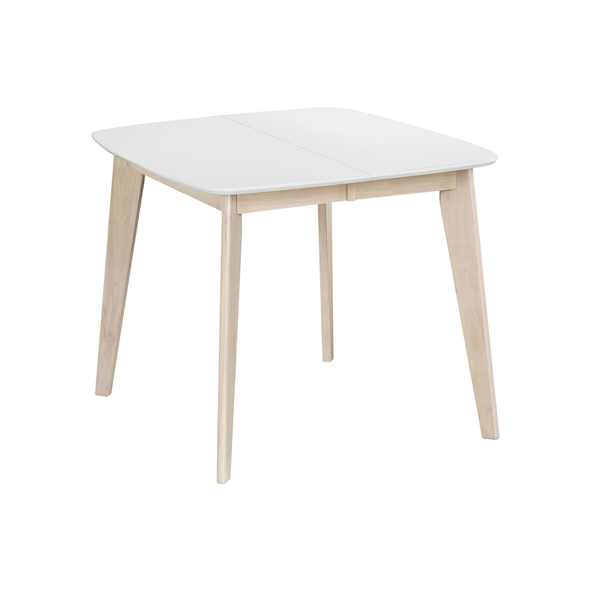 Table à manger extensible scandinave carrée blanche et bois L90-130 cm LEENA