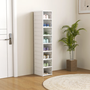 Cajas para Zapatos Apilables, Juego de 8 Organizadores para Zapatos Portátil, Zapatero Plegable con Puertas Transparentes, hasta Talla 43, No Requiere Montaje, Blanco