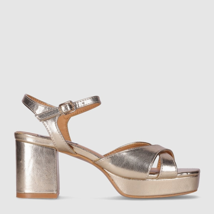 Sandalias - Oro - Tacón: 8 cm