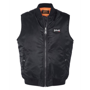 MA-V SLEEVELESS REVERSIBLE BOMBERS WITH  SCHOTT VELCRO 100% NYLON Nero