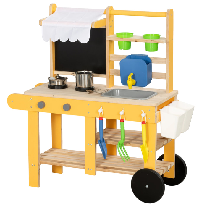 Cuisine enfant desserte en bois nombreux rangements et accessoires