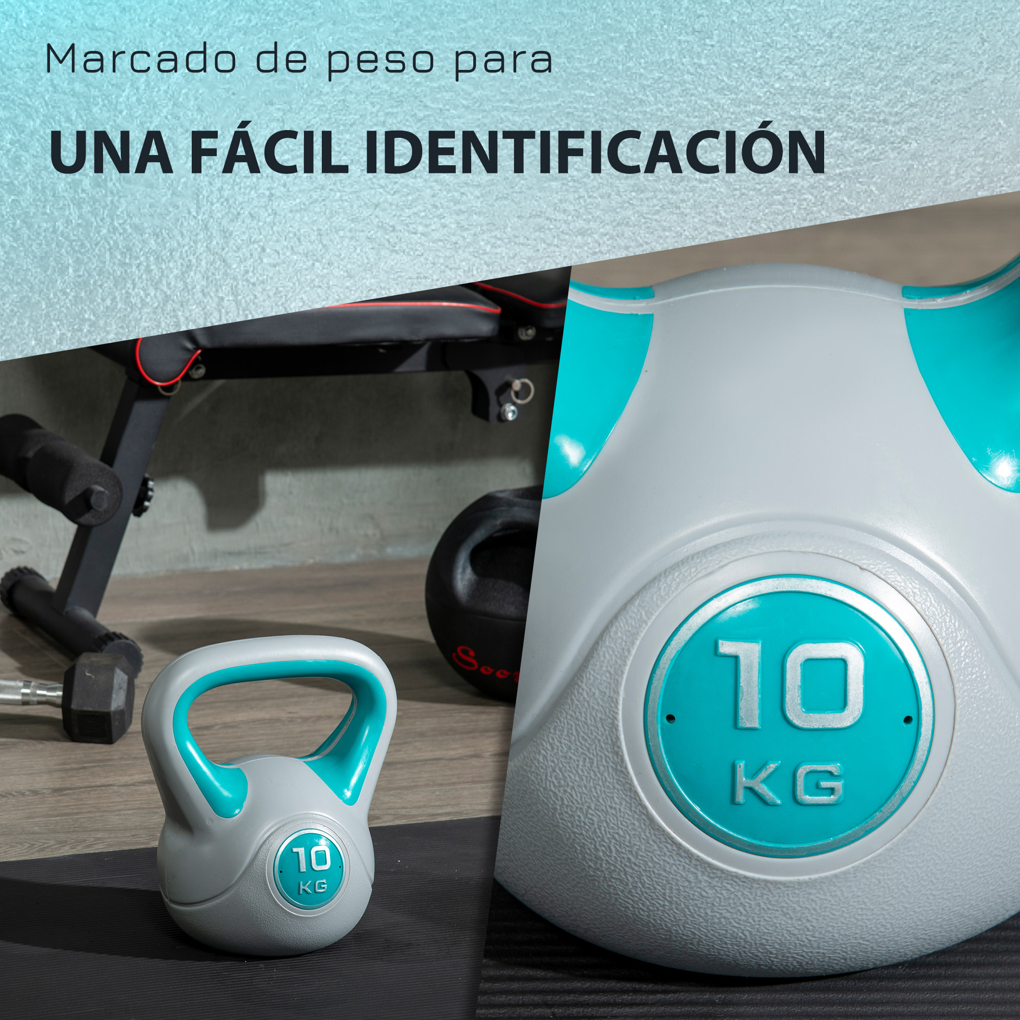 Conjunto de 2 Pesas Rusas de 10 kg 8 kg Kettlebell de Fiteness con Relleno de Arena Mango Ancho para Ejercicios y Entrenamiento en Casa y Gimnasio 22x16x26 cm 20x14x24 cm Azul y Naranja