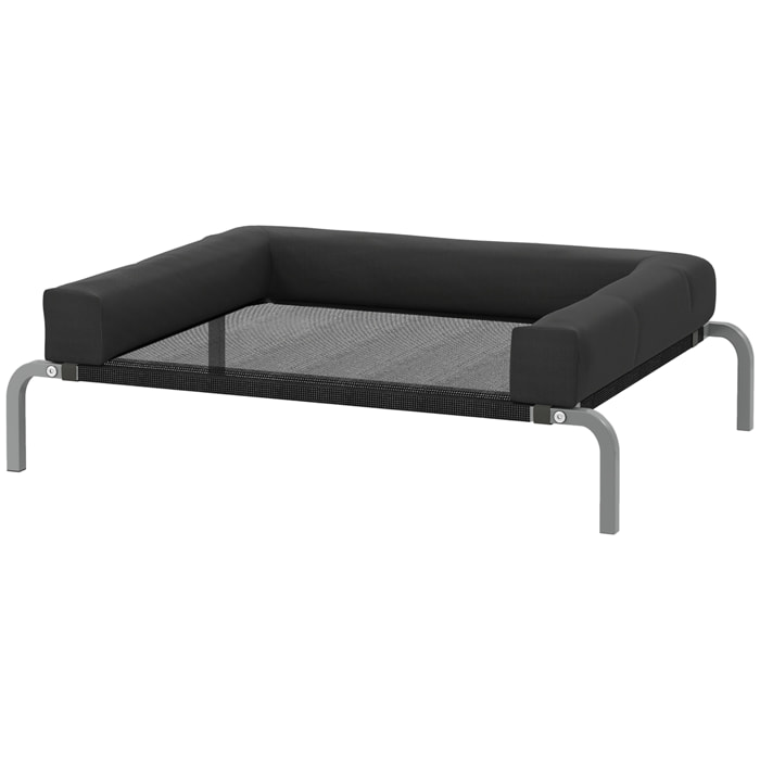 Transat pour animaux - lit pour chien - lit à pieds pour chien avec contour coussin dim. 90 x 65 x 30 cm - noir