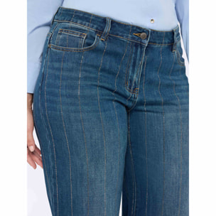 Fiorella Rubino - Jeans Wide Leg con gessatura in strass - Blu