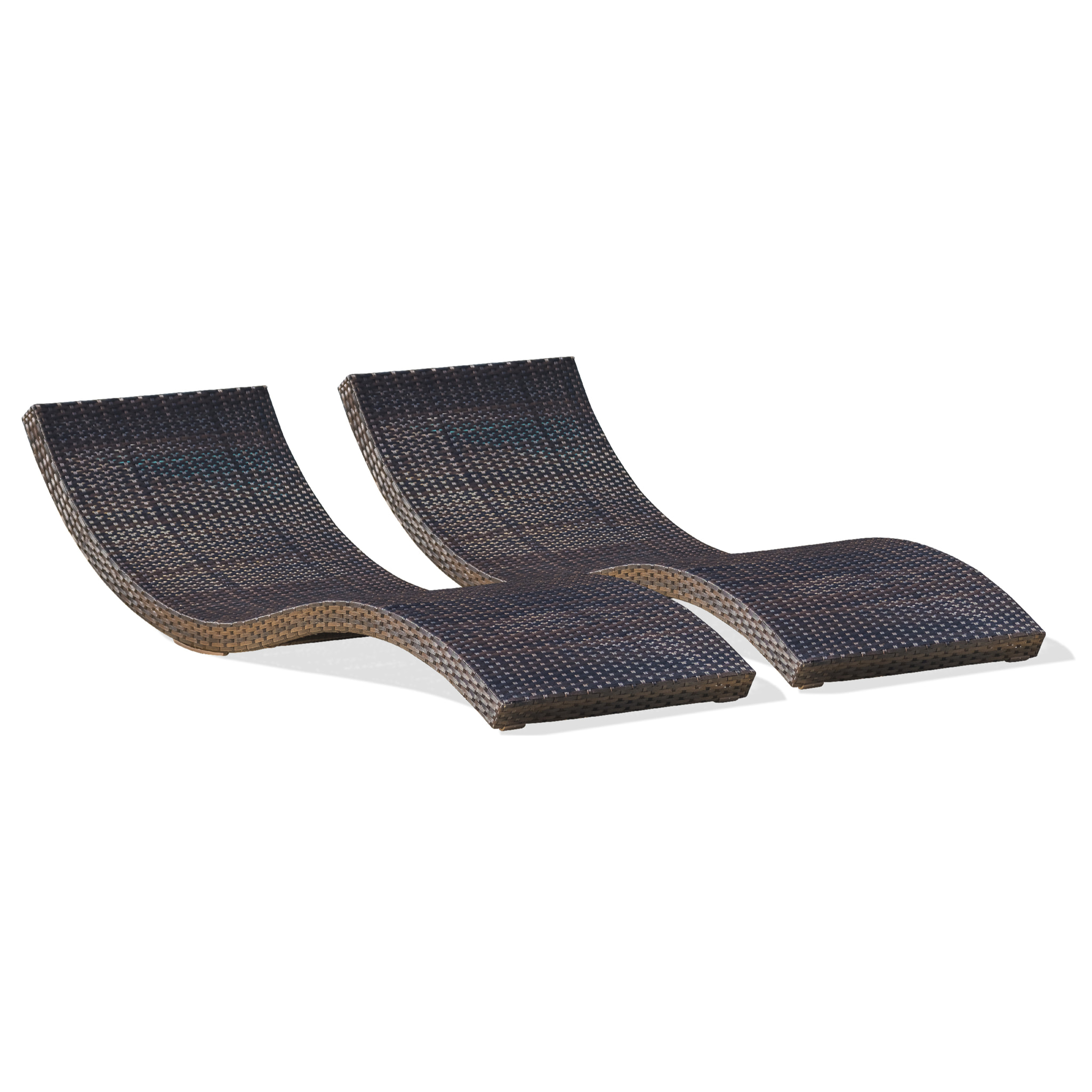 CANCUN - Lot de 2 bains de soleil en résine tressée chocolat