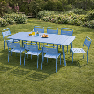 Ensemble table de jardin 200 cm et 8 chaises bleu EVORA