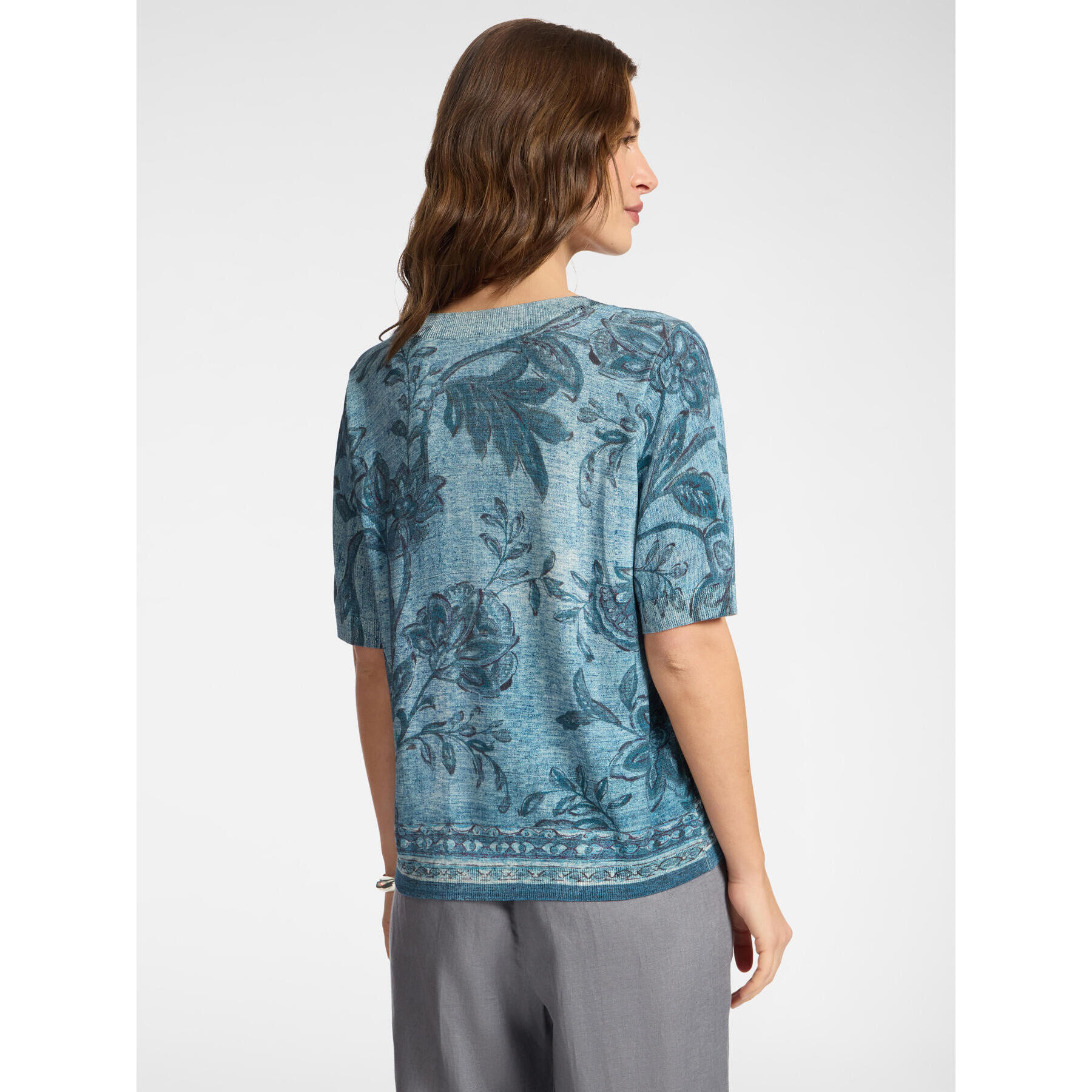 Elena Mirò - Jersey estampado mezcla de algodón - Azul