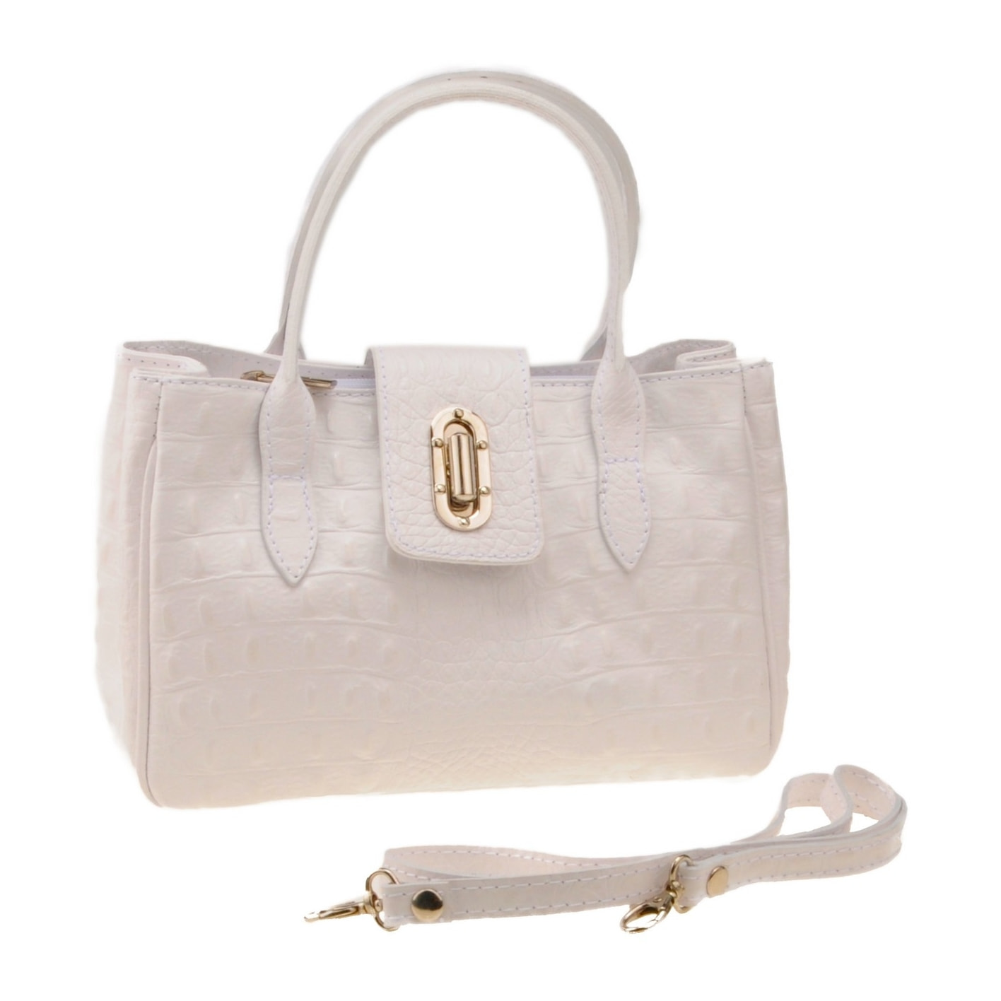 Borse Donna colore Bianco-in pelle Made in Italy 17x26x12 cmcm