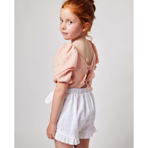 BLUSA MANGA ABULLONADA BRILLO ROSA