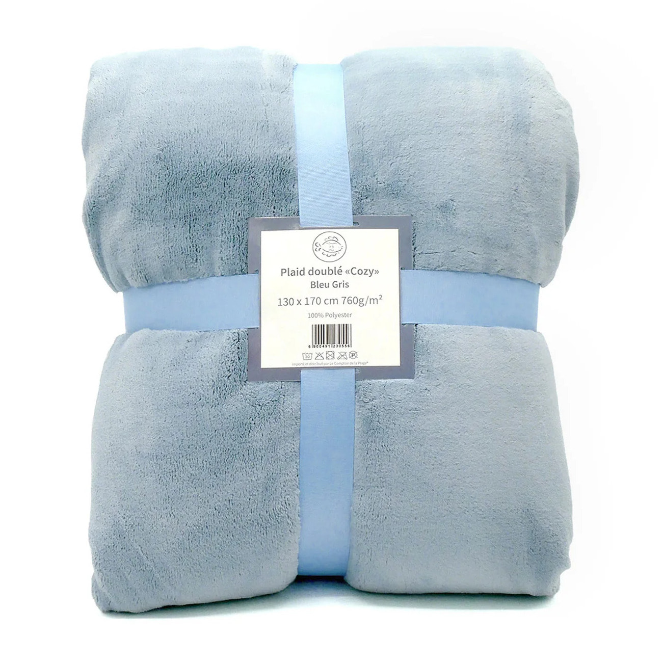 Plaid polaire 130x170cm 760g/m² - Cozy bleu gris