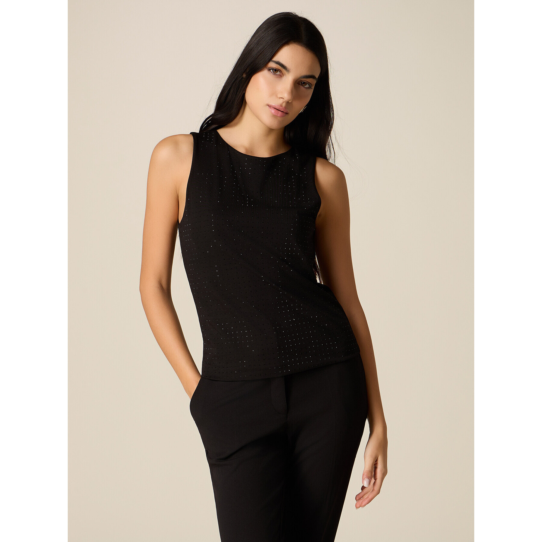 Oltre - Top de jersey con microcristales - Negro