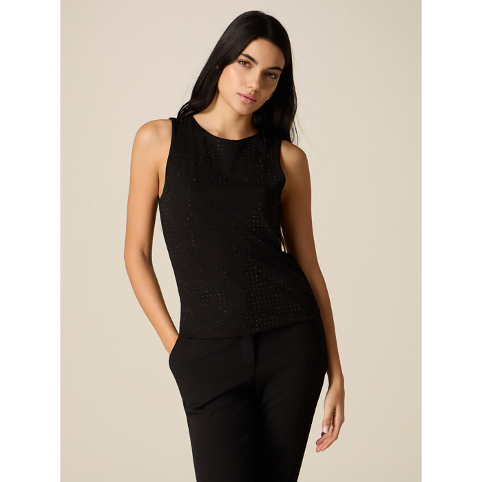 Oltre - Top de jersey con microcristales - Negro