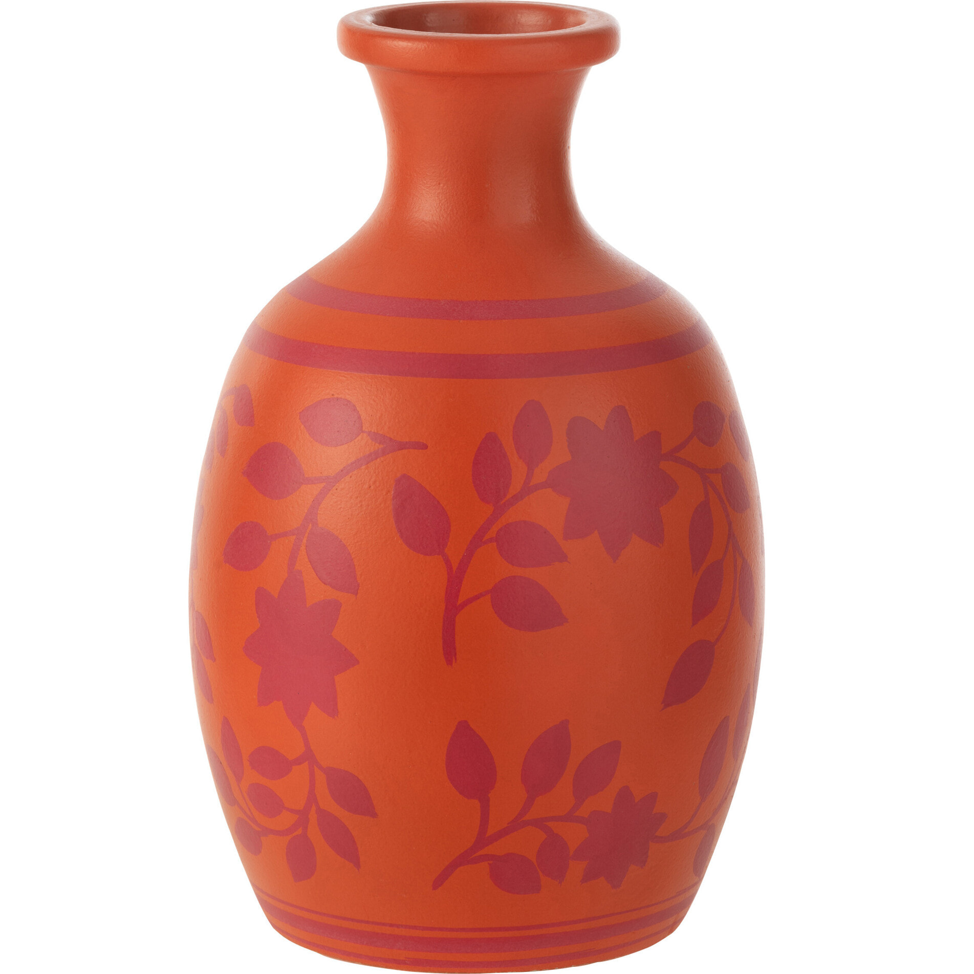 J-Line vase Feuilles/Fleurs + Lignes - céramique - orange/rose - 38 cm de hauteur