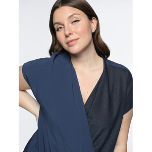 Fiorella Rubino - Blusa incrociata in viscosa ECOVERO™ - Blu