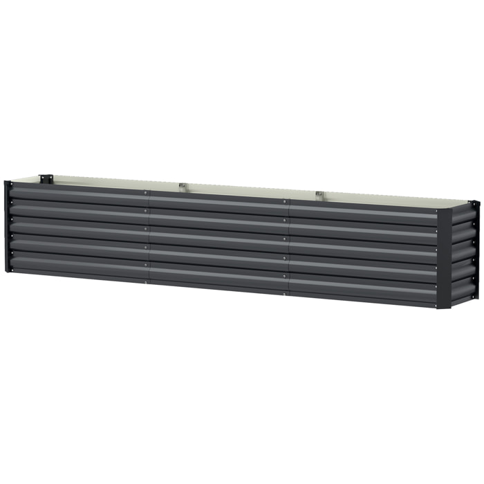 Carré potager de jardin rectangulaire dim. 240L x 120l x 30H cm tôle d'acier ondulée anthracite