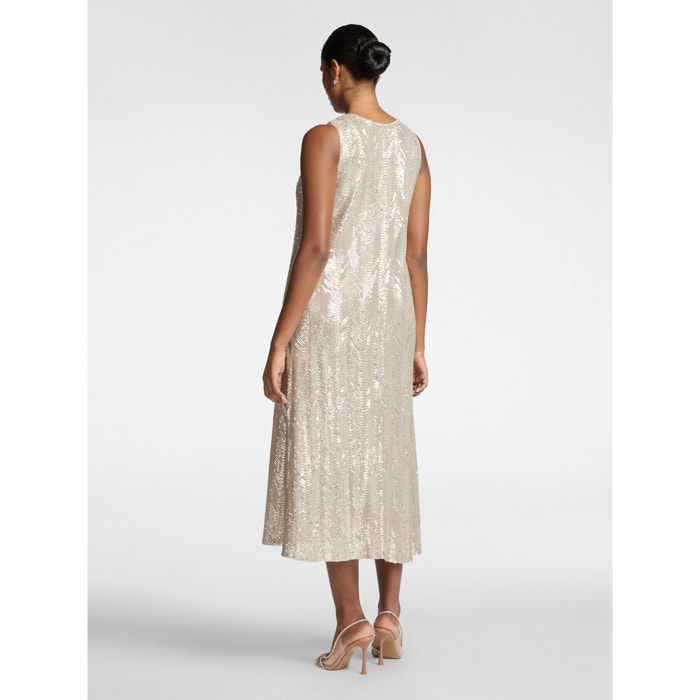 Elena Mirò - Abito in tulle con paillettes - Beige