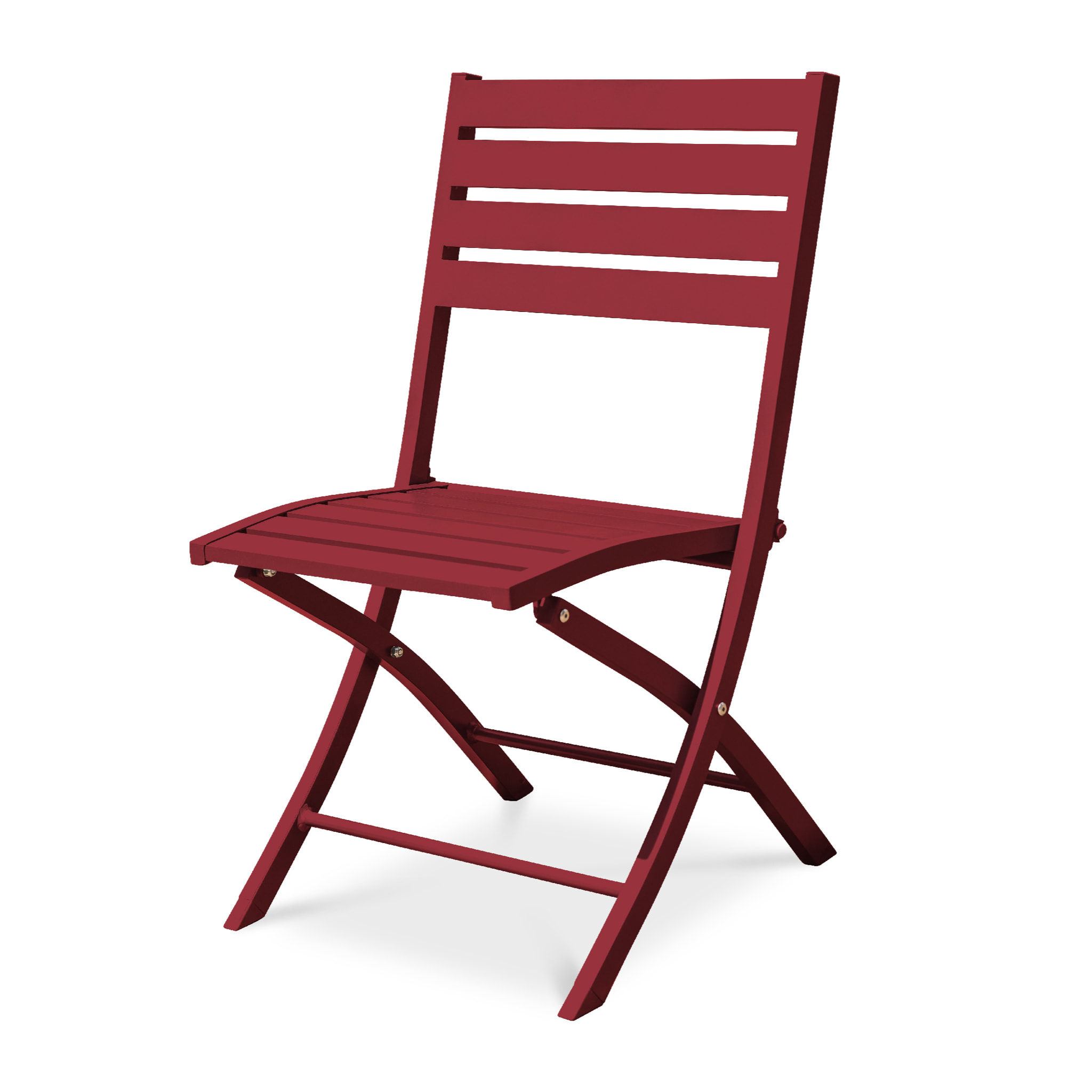 MARIUS - Chaise de jardin pliante en aluminium rouge carmin