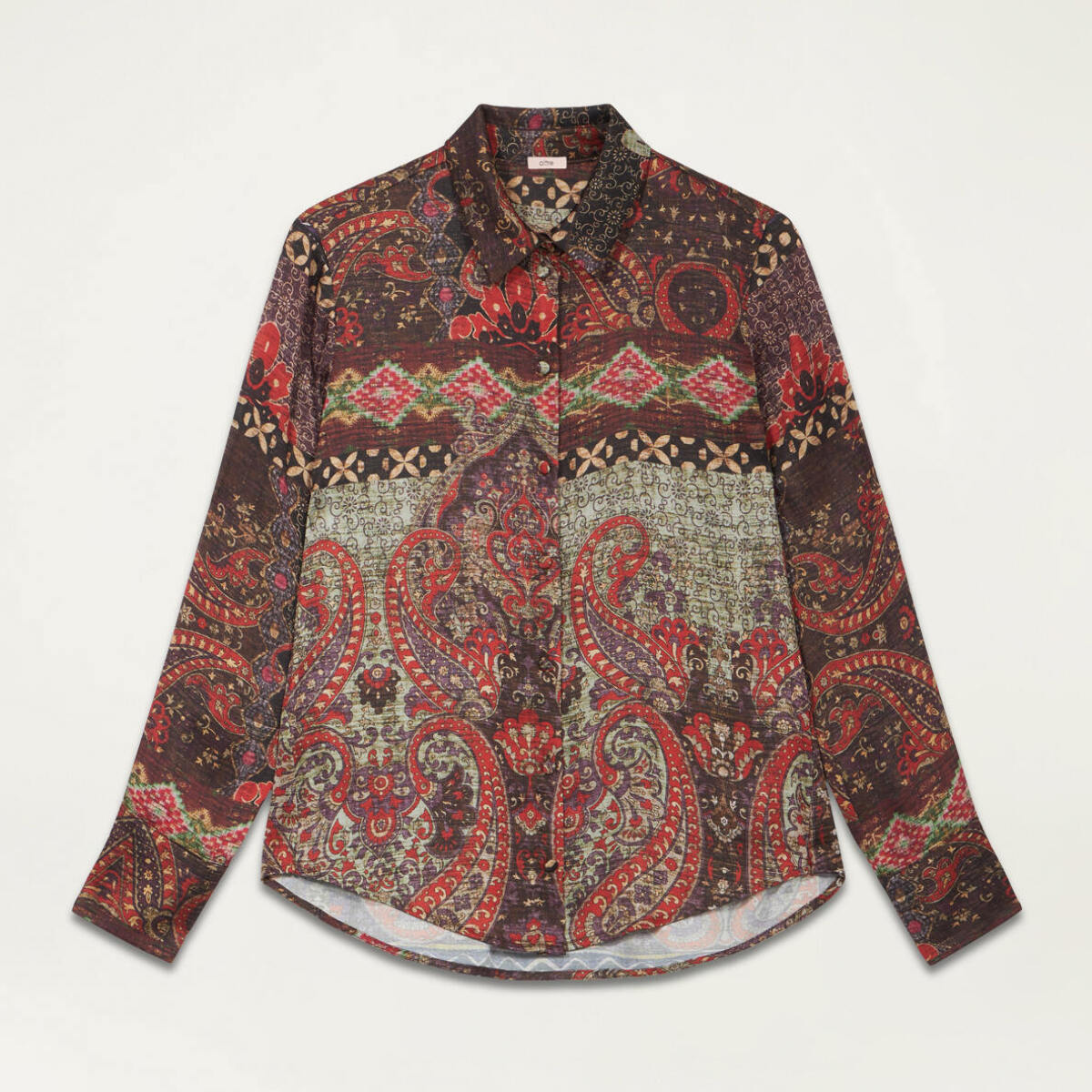 Oltre - Patterned satin shirt - Marrón