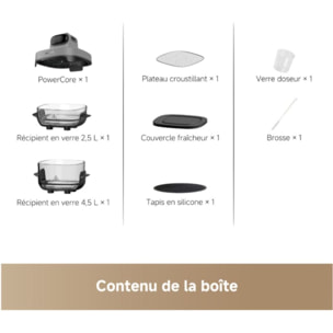 Friteuse sans huile DREAME Tasti™,Gris, 5 en 1, 2 récipients: 2,5L et 4,5L, 1500W