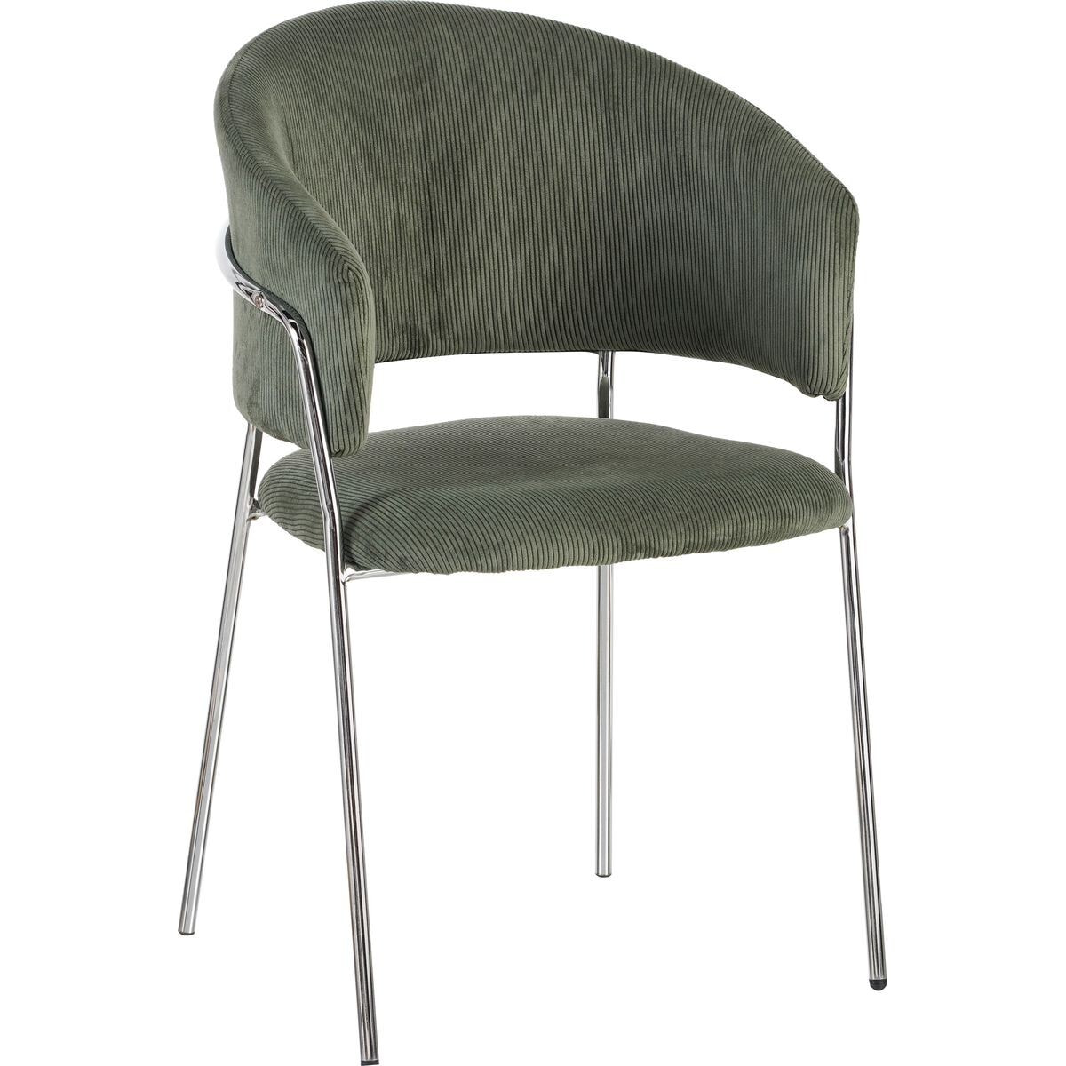 Lot de 2 chaises en velours côtelé, piètement chromé - ISYA