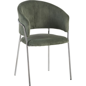 Lot de 2 chaises en velours côtelé, piètement chromé - ISYA